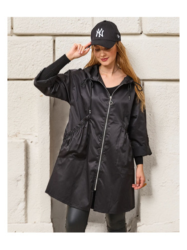Resti Black women's coat jacket with hood- Clothing