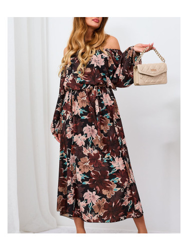 Resti Black and brown floral maxi dress for women