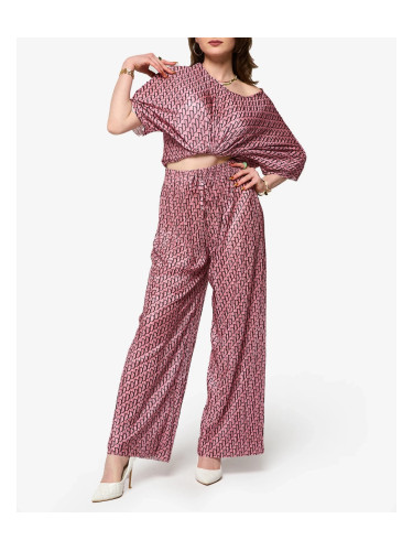 Resti Dark pink women's patterned pleated set - Clothing