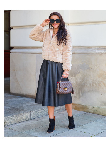 Resti Double-sided women's jacket with fur in beige