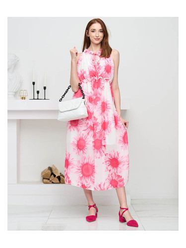 Resti Pink women's maxi dress with flowers - Clothing