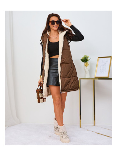 Resti Brown and cream long double-sided women's vest