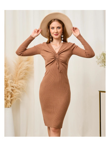 Resti Brown Women's Ribbed Dress