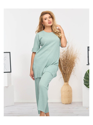 Resti Women's light green striped cotton set - Clothing