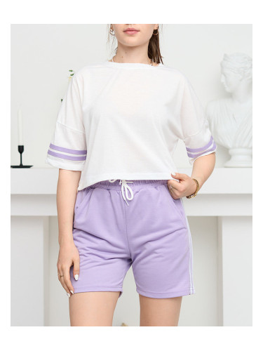 Resti Women's sports tracksuit set with purple stripes - Clothing