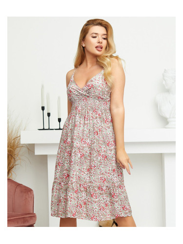 Resti Pink and green women's summer dress with flowers - Clothing