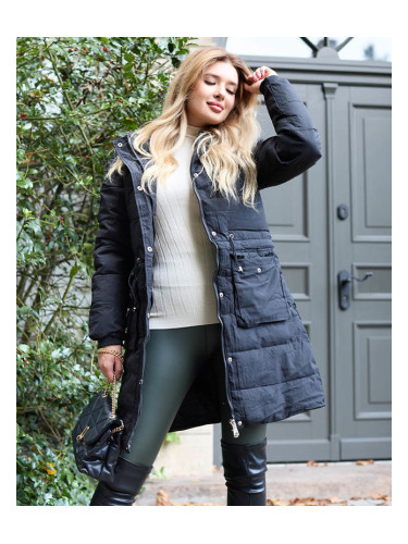 Resti Black Women's Long Winter Jacket with Synthetic Insulation - Clothing