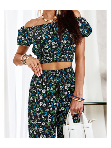 Resti Black two-piece women's floral set