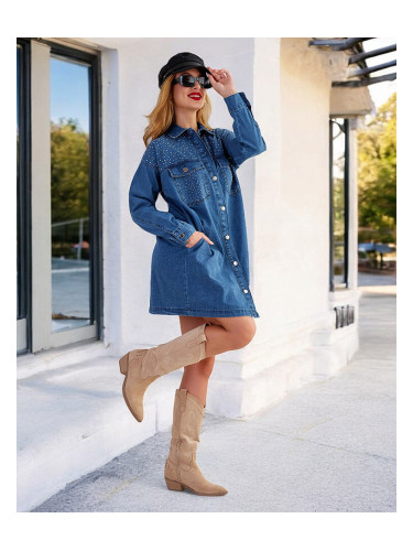Resti Women's cotton mini a'la denim dress