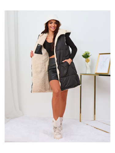 Resti Black and cream long double-sided women's vest