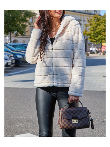 Resti Cream imitation fur jacket for women