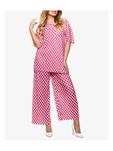 Resti Fuchsia women's pleated patterned set - Clothing