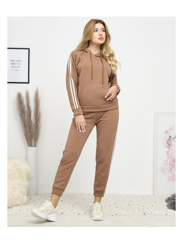 Resti Brown women's insulated tracksuit set with stripes - Clothing
