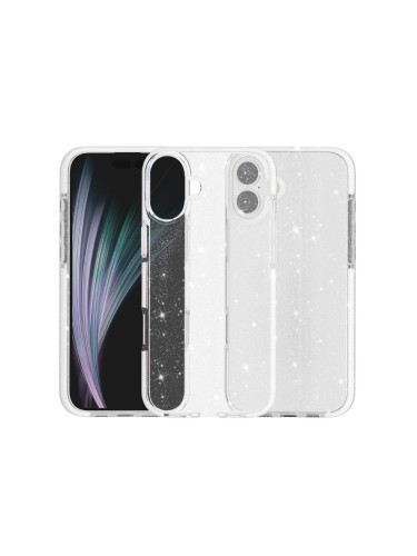 Силиконов кейс Shine 2 mm брокатен, За iPhone 17 (6.3), Прозрачен