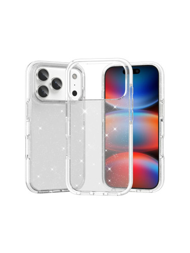 Силиконов кейс Shine 2 mm брокатен, За iPhone 17 Pro (6.3), Прозрачен