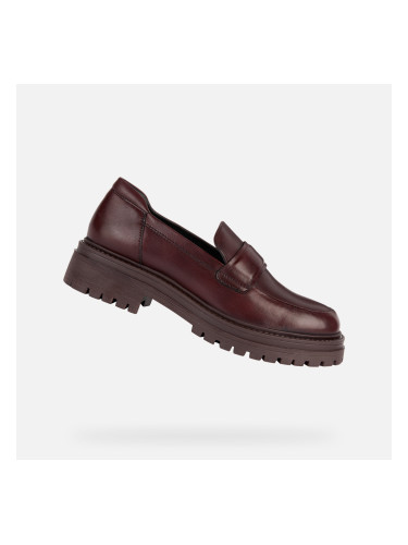 Burgundy women's loafers Geox Iridea - Women's