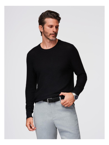 Ombre Structured men's sweater with round neckline - black