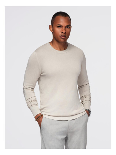 Ombre Men's sweater with round neckline in stretch knit with classic weave - beige