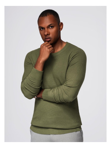 Ombre Structured men's sweater with round neckline - olive