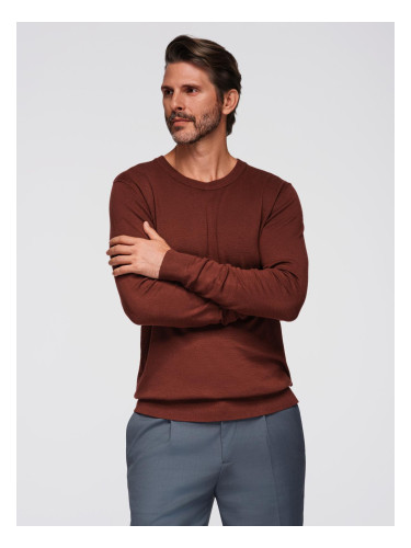 Ombre Men's sweater with round neckline in stretch knit with classic weave - maroon