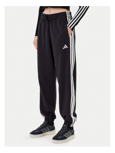 adidas Долнище анцуг Essentials 3-Stripes Fleece JE1276 Черен Loose Fit