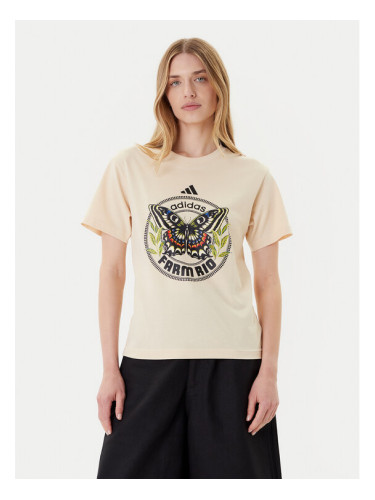 adidas Тишърт FARM Graphic JL8614 Бежов Regular Fit
