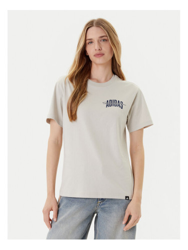 adidas Тишърт Collegiate Graphic JM4348 Бежов Regular Fit