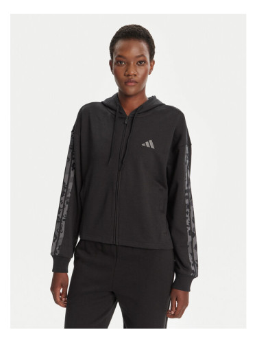 adidas Суитшърт Animal Print 3-Stripes JM1862 Черен Loose Fit