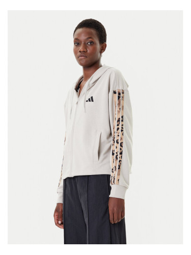 adidas Суитшърт Animal Print 3-Stripes JM1860 Бежов Loose Fit