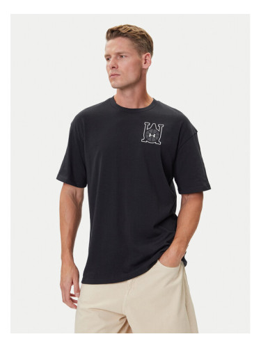 Under Armour Тишърт Hoops Courtside 6003686 Черен Oversize