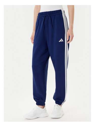 adidas Долнище анцуг Essentials 3-Stripes Fleece JX7696 Син Loose Fit