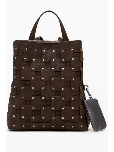Кафява модна раница с нитове