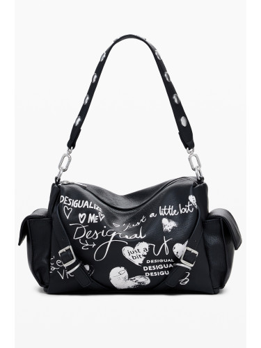 Черна чанта Desigual с щампа