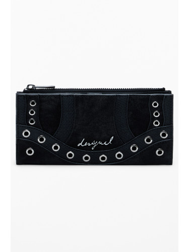Черен портфейл Desigual с метални детайли