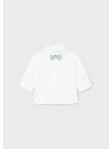 Бебешка бяла риза с папийонка в цвят мента Mayoral