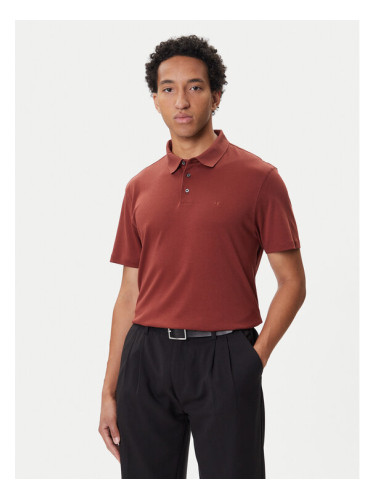 Calvin Klein Тениска с яка и копчета Supima LV04LB276G Кафяв Regular Fit