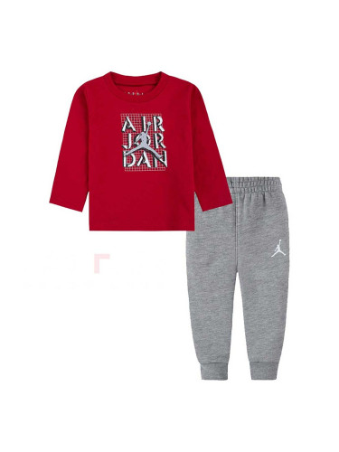 БЕБЕШКИ СПОРТЕН ЕКИП ЗА МОМЧЕ NIKE AIR JORDAN STACKED LS TEE ЧЕРВЕН/СИВ