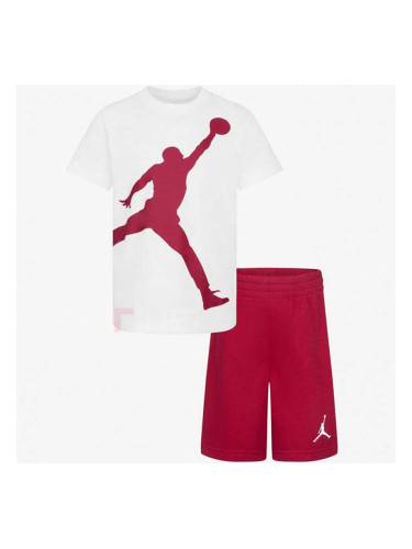 ДЕТСКИ СПОРТЕН ЕКИП ЗА МОМЧЕ NIKE JORDAN JUMBO JUMPMAN SHORT SET БЯЛ/ЧЕРВЕН