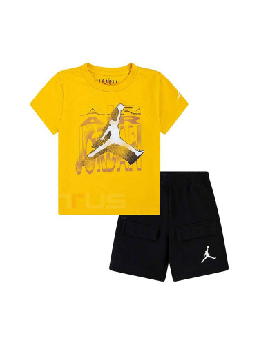 БЕБЕШКИ СПОРТЕН ЕКИП ЗА МОМЧЕ NIKE B JORDAN AIR 2 3D FT SHORT SET ЖЪЛТ/ЧЕРЕН