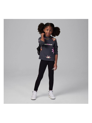 ДЕТСКИ СПОРТЕН ЕКИП ЗА МОМИЧЕ NIKE G DELORIS JORDAN FLOWER PO S ТЪМНОСИВ/ЧЕРЕН