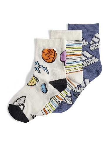 ДЕТСКИ ЧОРАПИ ADIDAS IW1113 BUBBLES 3PP БЕЛИ/БЕЖОВИ/СИНИ