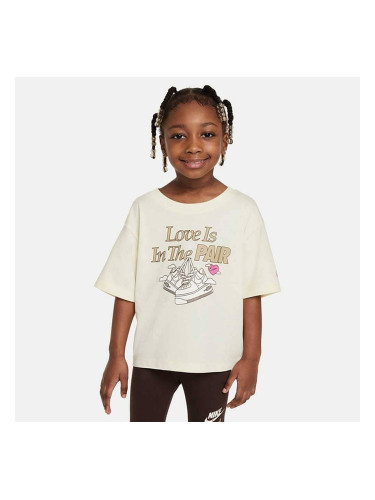 ДЕТСКА ТЕНИСКА ЗА МОМИЧЕ NIKE G SWEET SWOOSH PAIR TEE БЕЖОВА