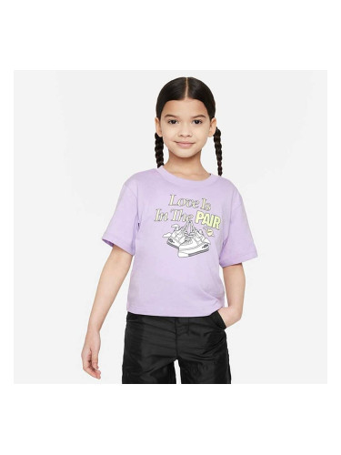 ДЕТСКА ТЕНИСКА ЗА МОМИЧЕ NIKE G SWEET SWOOSH PAIR TEE БЛЕДОЛИЛАВА