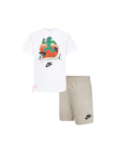 ДЕТСКИ СПОРТЕН ЕКИП ЗА МОМЧЕ NIKE N GROW FOR IT SHORT SET БЯЛ/БЕЖОВ