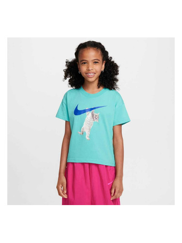 ДЕТСКА ТЕНИСКА ЗА МОМИЧЕ NIKE FZ5538-300 NSW TEE BOXY HANG IN THERE ЗЕЛЕНА