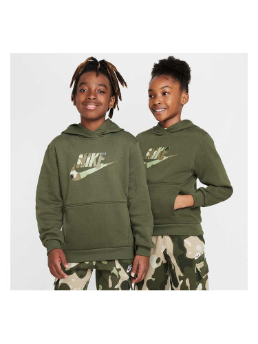 ДЕТСКО ГОРНИЩЕ ЗА МОМЧЕ NIKE FZ5489-325 NSW CLUB FLC HDY SSNL GFX ЗЕЛЕНО/КАКИ