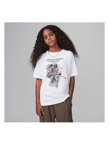 ДЕТСКА ТЕНИСКА ЗА МОМИЧЕ NIKE 45D358-001 JORDAN BRAND FOREVER SS TE БЯЛА