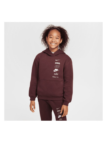 ДЕТСКИ СУИТШЪРТ ЗА МОМЧЕ NIKE HQ0970-652 NSW CLUB FLC HDY MLOGO БОРДО