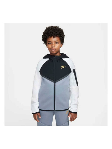 ДЕТСКО ГОРНИЩЕ NIKE HV5867-065 NSW TCH FLC FZ PD СИВО/ЧЕРНО