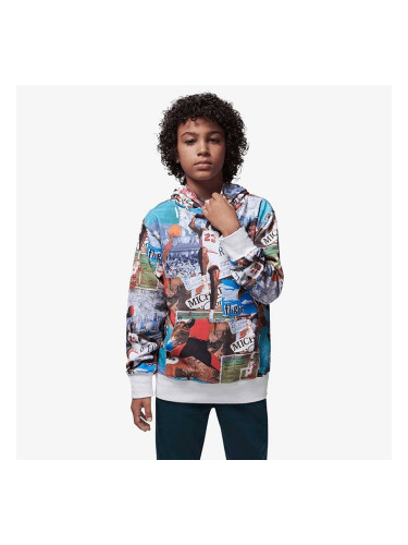 ДЕТСКИ СУИТШЪРТ ЗА МОМЧЕ NIKE 95D396-782 JORDAN B MJ BRKLYN AOP FT PO БЕЖОВ